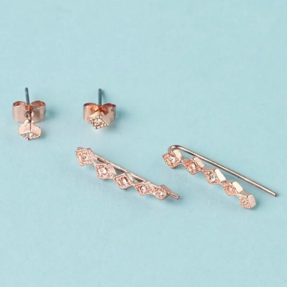 Luv Aj Diamond Kite Crawler Earring Set NEW